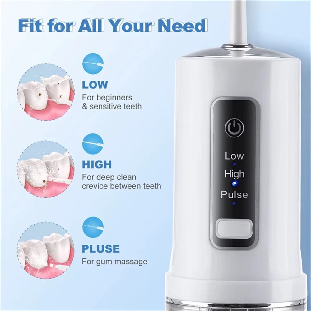 Youpin Electric Oral Irrigator Detachable Water Flosser Portable Dental Water Jet Waterproof Teeth Cleaner 4Pcs Nozzle