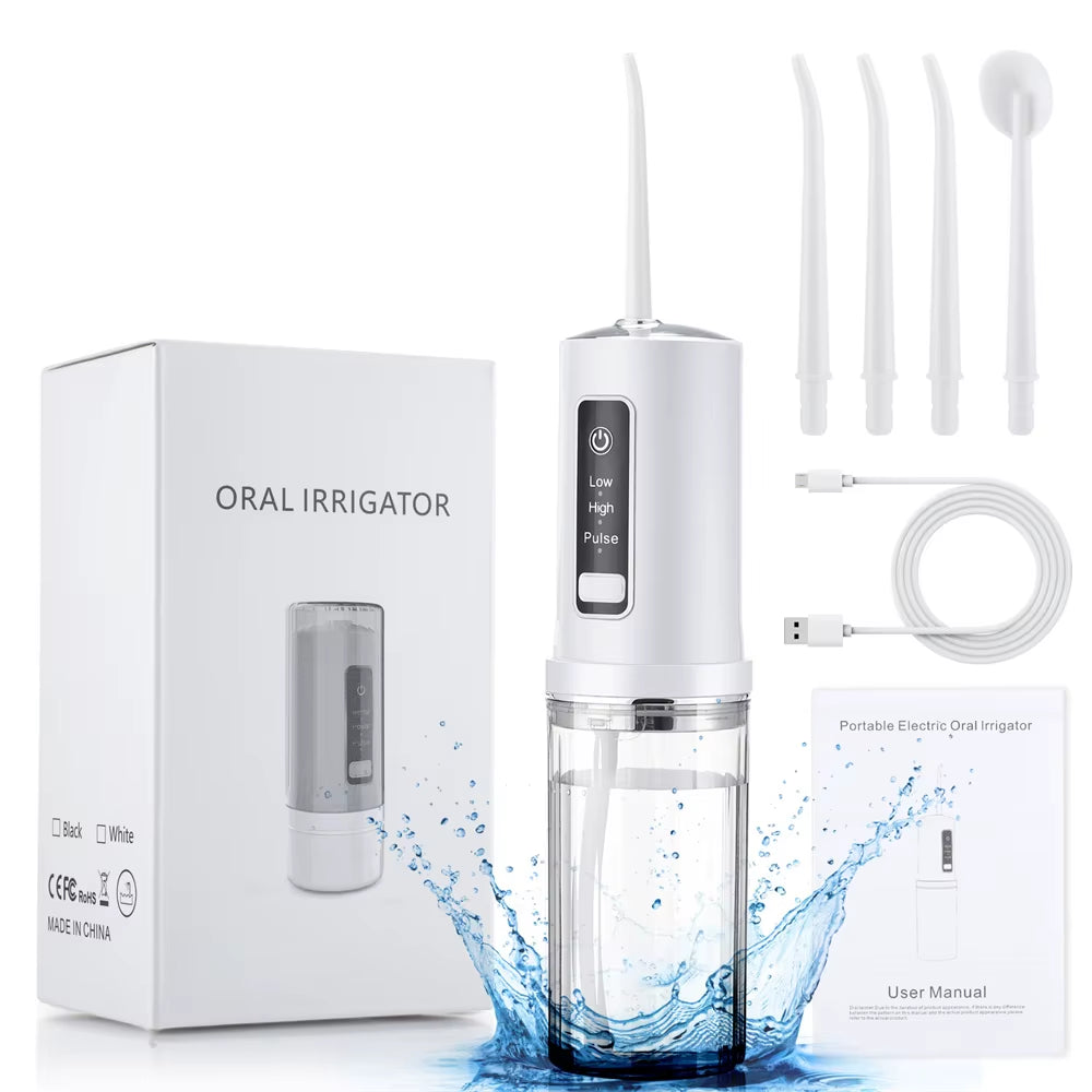 Youpin Electric Oral Irrigator Detachable Water Flosser Portable Dental Water Jet Waterproof Teeth Cleaner 4Pcs Nozzle